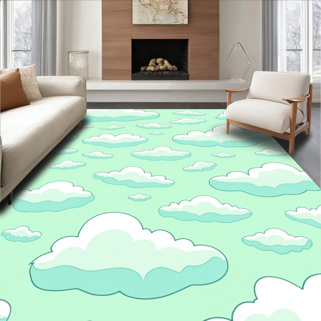 Whimsical Cloud Pattern Design Rug