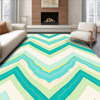 Aqua Green Chevron Waves Design Rug