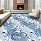 Blue Swirls Abstract Pattern Design Rug