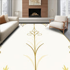 Elegant Gold Leaf Scroll Patterned Rug