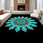Mandala Style Cyan Floral Design Rug