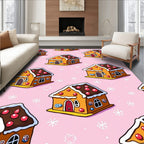 Whimsical Gingerbread House Snowflakes Rug