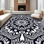 Intricate Black and White Mandala Rug