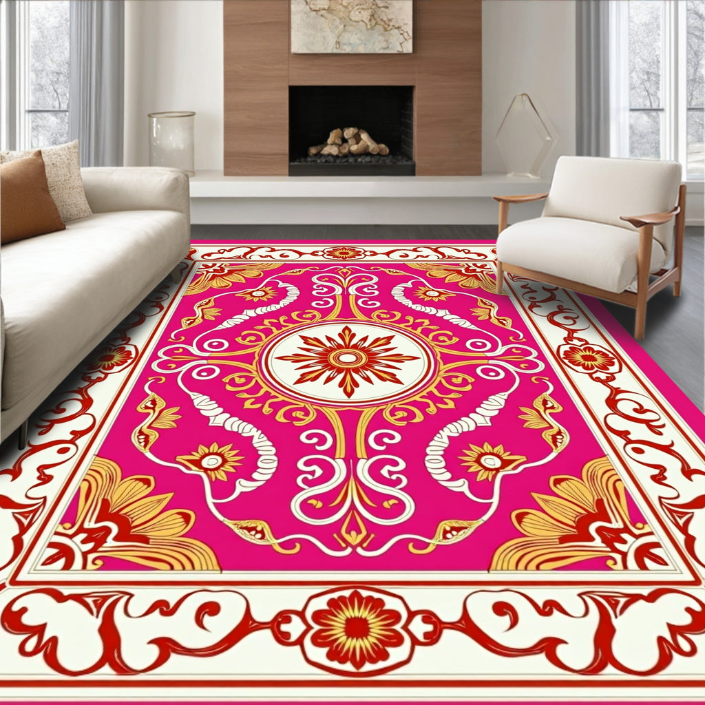 Ornate Floral Leafy Pattern Rug