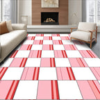 Geometric Pink Checkerboard Pattern Rug