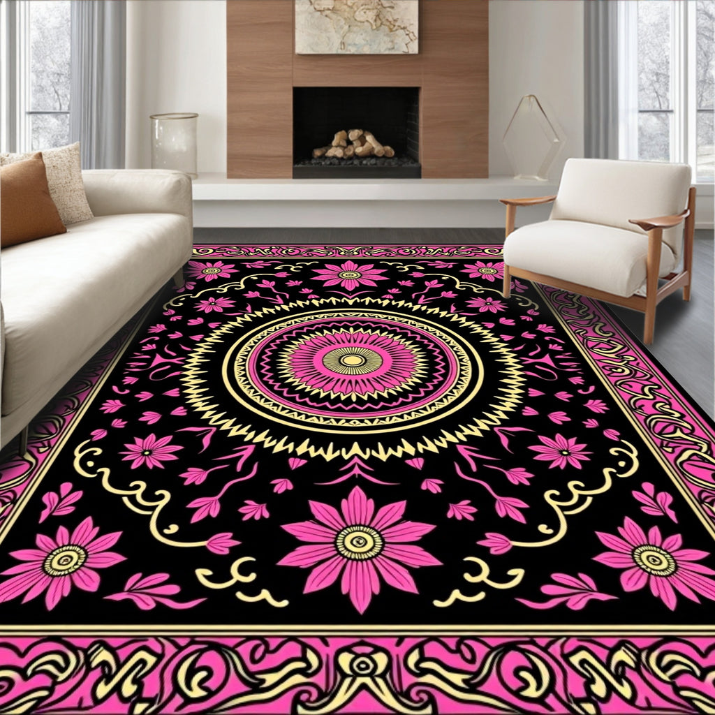 Bold Floral Sunburst Patterned Rug
