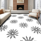 Starburst Radial Black White Pattern Rug