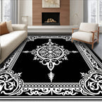 Elegant White Floral Frame Design Rug