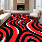 Red Black Flowing Pattern Rug