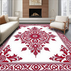 Classic Red White Medallion Border Rug