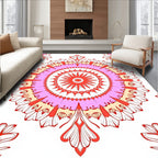 Vibrant Pink Red Floral Mandala Pattern Rug