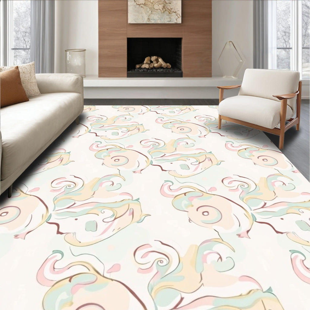Pastel Whimsical Swirls Pattern Rug