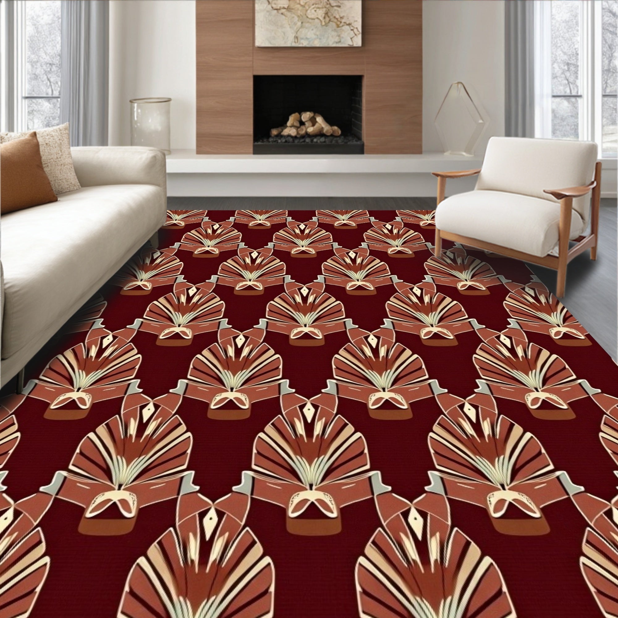 Art Deco Fan Pattern Rug
