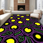 Abstract Yellow Circles Lines Pattern Rug