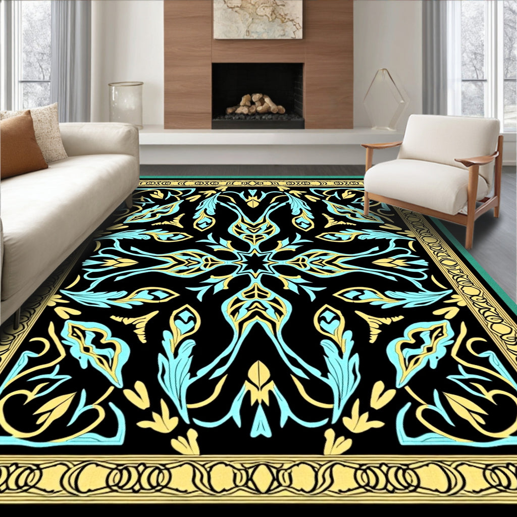 Symmetrical Floral Art Nouveau Rug