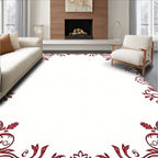 Ornate Floral Swirls Red Pink Rug