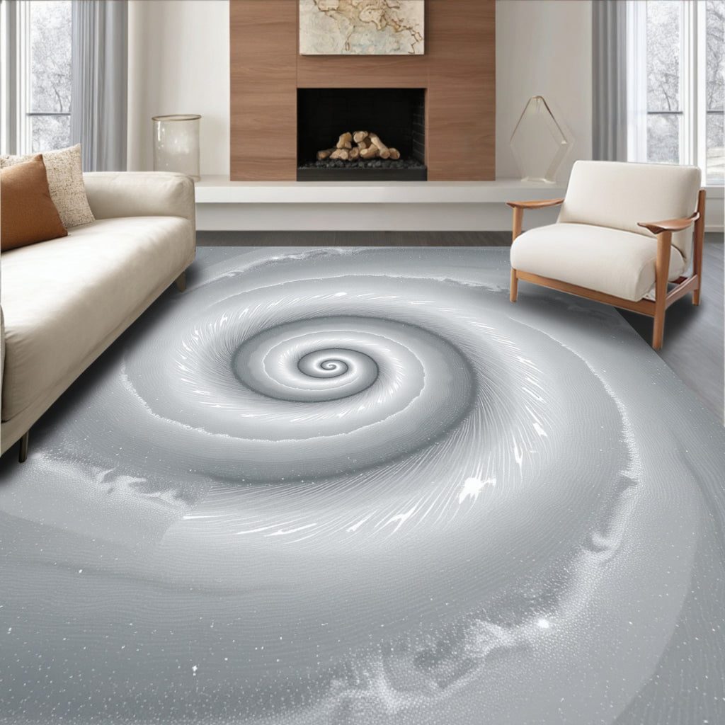 Monochromatic Spiral Vortex Pattern Rug
