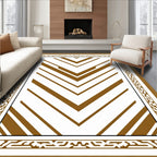 Brown Geometric Chevron Patterned Rug