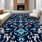 Damask Floral Scrollwork Pattern Rug