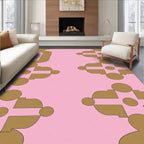 Geometric Gold Pattern On Pink Rug