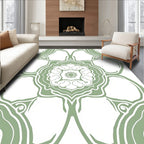 Sage Green Floral Mandala Pattern Rug