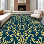 Ornate Teal Gold Flourish Rug