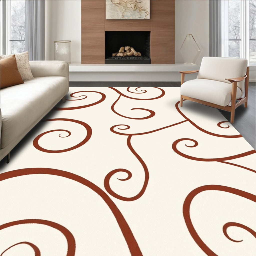 Elegant Swirling Branches Pattern Rug