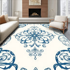 Blue Scrollwork Medallion Pattern Rug