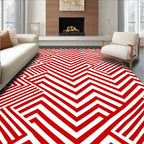 Red And White Geometric Abstract Rug