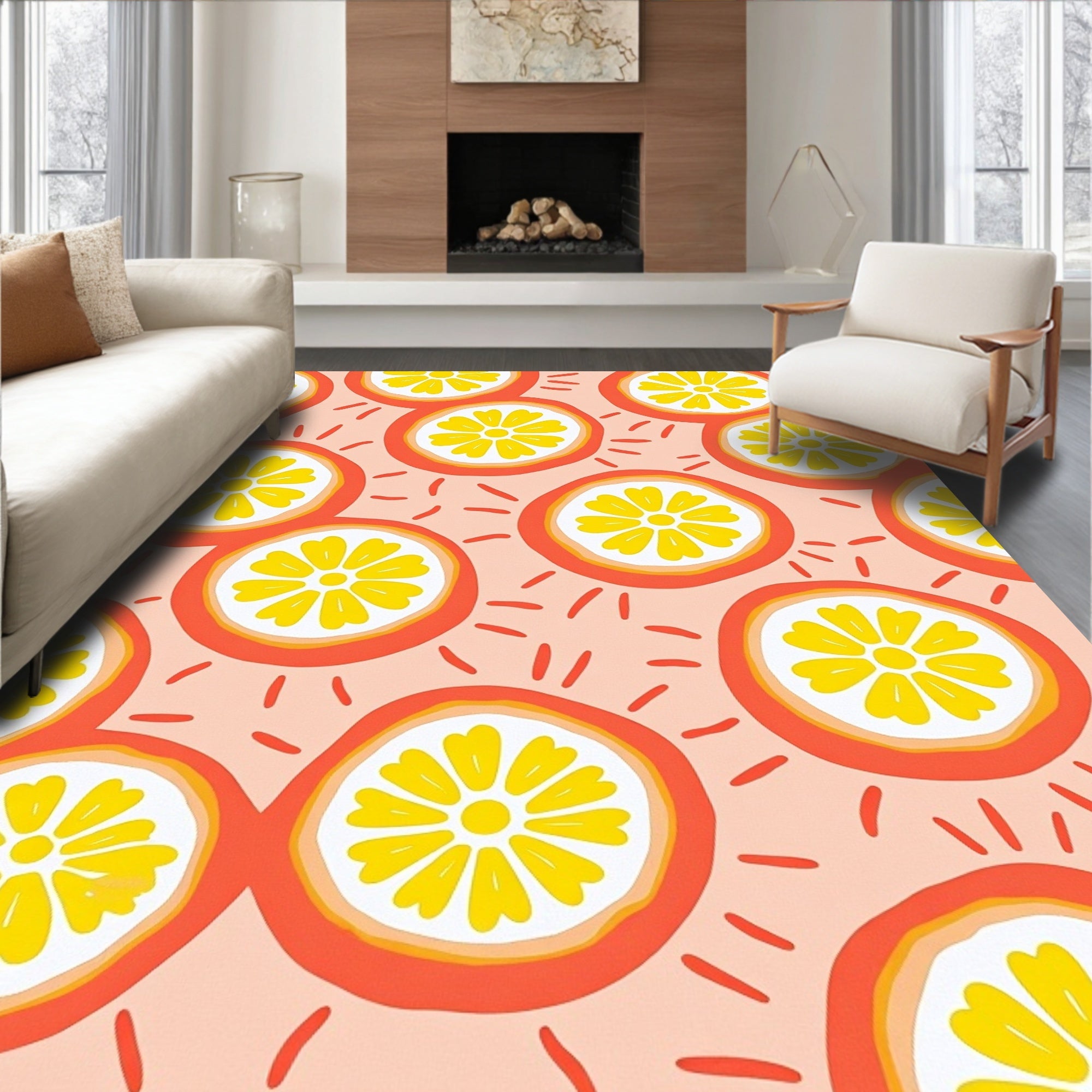 Fresh Citrus Slice Pattern Rug