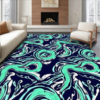 Abstract Aqua Swirls Pattern Rug