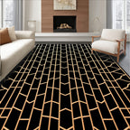 Golden Geometric Art Deco Pattern Rug