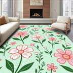 Pink and Green Floral Pattern Rug