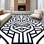 Bold Linear Geometric Maze Pattern Rug