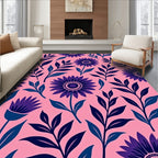 Bold Floral Abstract Pink Indigo Rug