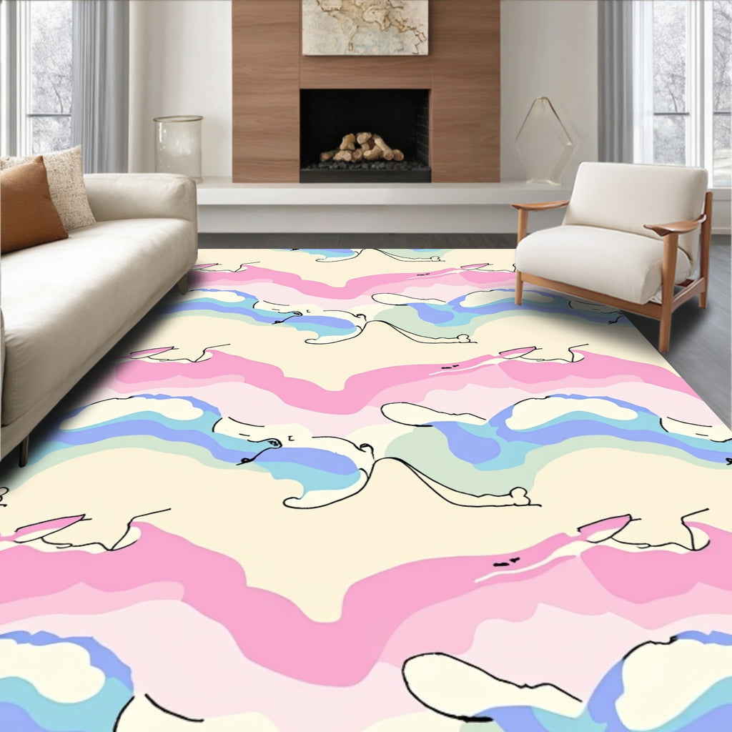Pastel Abstract Contour Organic Rug