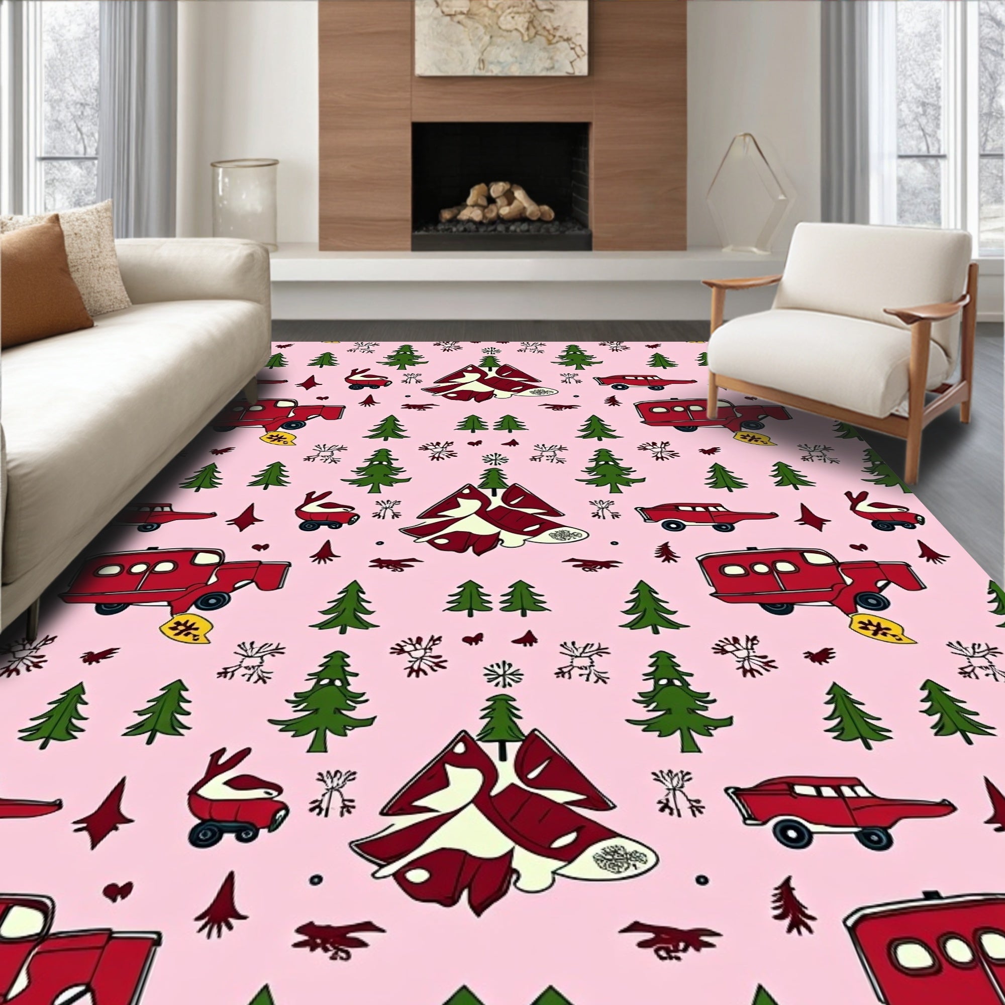 Red Caravan Forest Adventure Rug