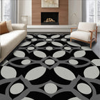 Abstract Geometric Black and Grey Design Rug