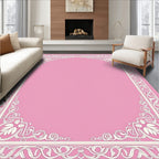 Ornate Floral Scroll Border Design Rug