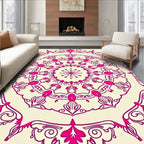 Radial Mandala Design with Pink Accents Rug