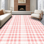 Pink Gingham Plaid Pattern Rug