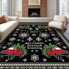 Red Truck Snowflake Christmas Greeting Rug