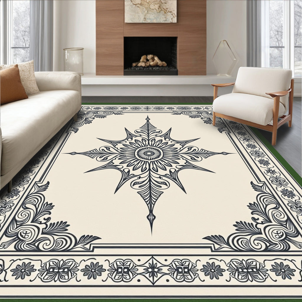 Ornate Floral Starburst Pattern Rug