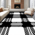 Classic Black and White Checkered Pattern Rug
