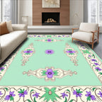 Elegant Purple Floral Border Design Rug