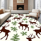 Dark Brown Deer Pine Sprig Scatter Rug