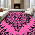 Bold Pink Ornamental Mandala Pattern Rug