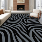 Monochrome Abstract Zebra Pattern Rug