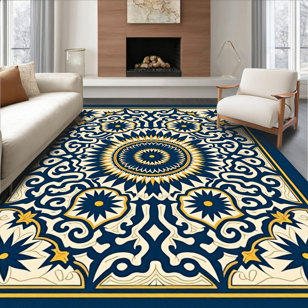Sunburst Scrollwork Medallion Design Rug