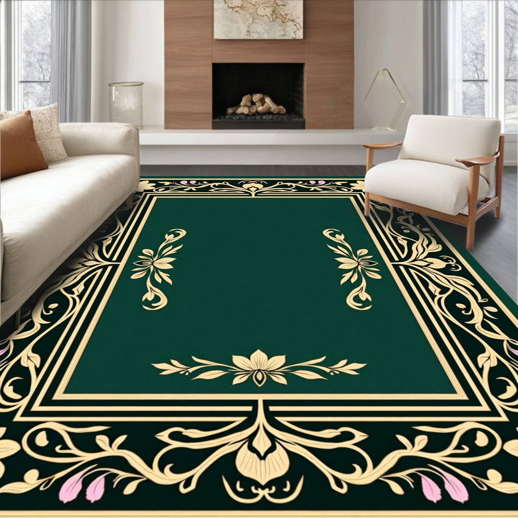 Ornate Floral Border Vine Design Rug